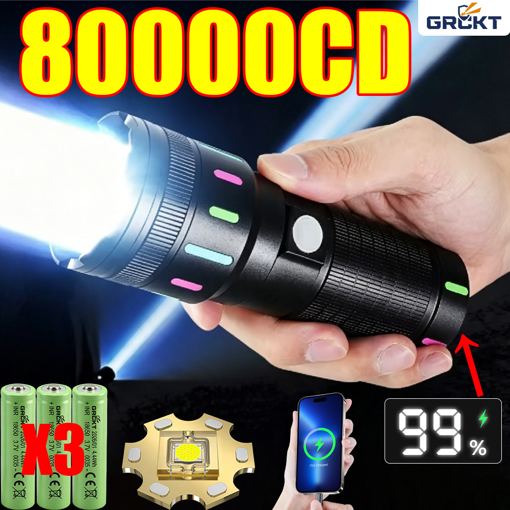Outdoor Power Equipment - 80000CD Most Powerful LED Flashlight High