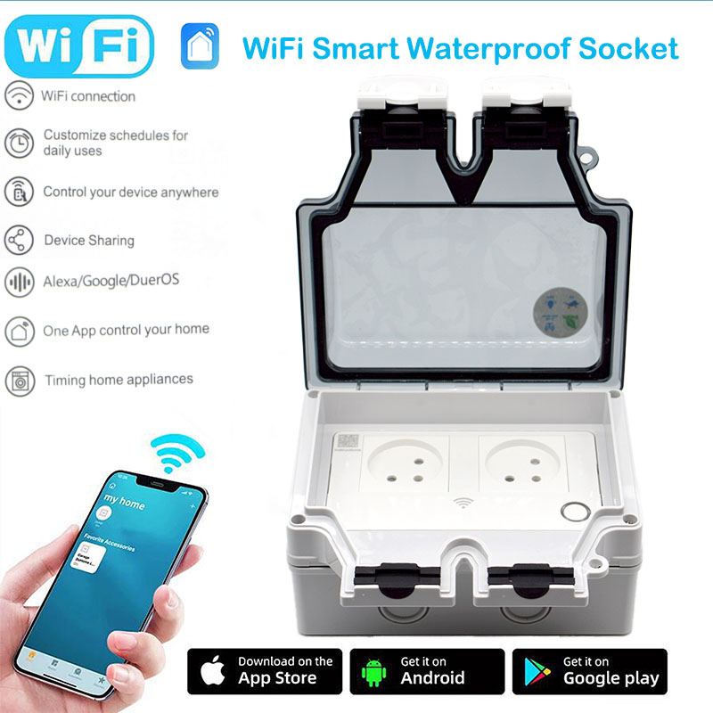 Outdoor Power Outlet With Remote Control - 16A Smart Socket IP66 Waterproof Plug