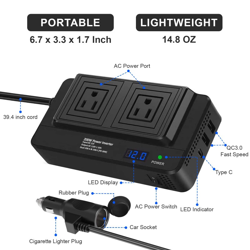 200W Car Inverter Car Socket A - Outdoor Power Adapter Usb ulasan dan harga