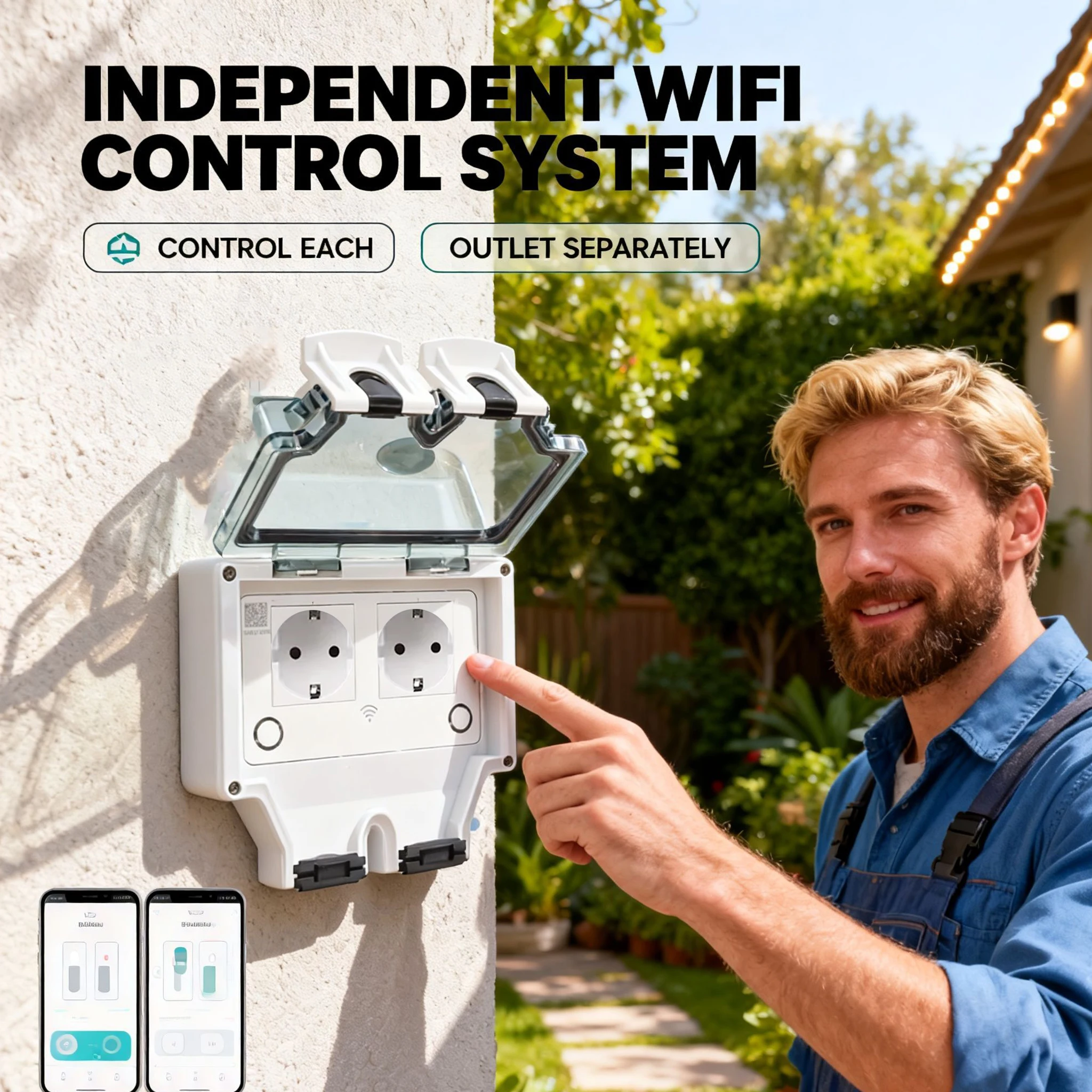 Tuya Waterproof Electrical Wal - Outdoor Power Outlet With Remote Control ulasan dan harga